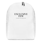 white minimalist backpack with black logo print