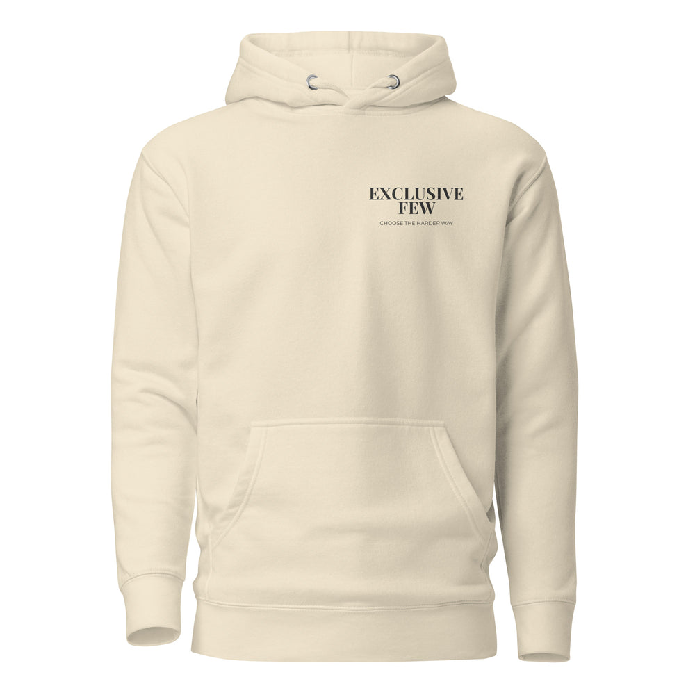 bone minimalist hoodie with embroidered The Exclusive Few logo