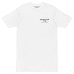 white minimalist tee with printed The Exclusive Few chest logo